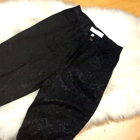 VTG-Holly Sharp Black Tapestry Straight Leg Pants-#1222 - Picture 6 of 9